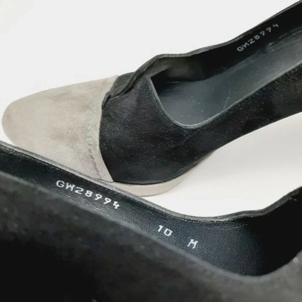 STUART WEITZMAN Genuine Suede Leather Pumps High Heel Stiletto Black Grey Sz 10 - Picture 12 of 13